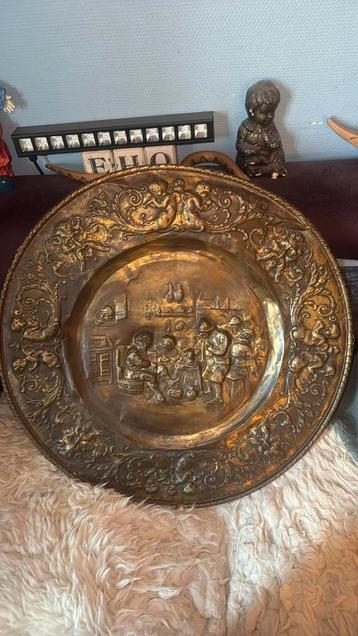 Vintage koperen wandbord 64 cm doorsnede  beschikbaar voor biedingen