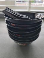 6 Chinese Soepkommen met Lepels, Keramiek, Nieuw, Ophalen of Verzenden, Kom(men)