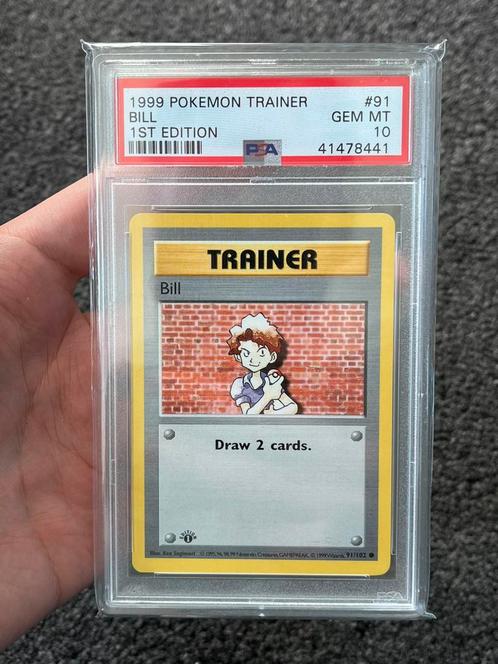 Pokémon PSA 10 1st edition Bill #91 Base set, Hobby en Vrije tijd, Verzamelkaartspellen | Pokémon, Zo goed als nieuw, Losse kaart