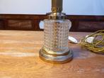 Vintage messing lamp met persglas, 41 cm., Ophalen of Verzenden