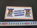sticker TAPPAZ Snacks Frikandellen Gehaktballen Hamburgers, Ophalen, Zo goed als nieuw, Bedrijf of Vereniging