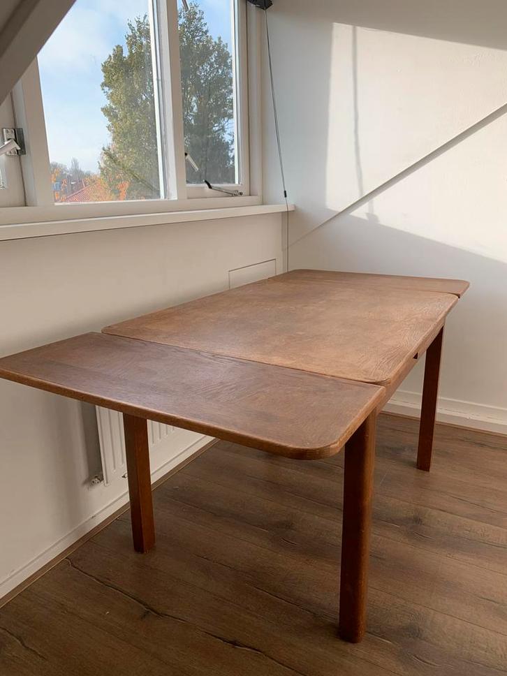 Retro Vintage Inschuifbare tafel/uitschuifbare tafel, Huis en Inrichting, Tafels | Eettafels, Gebruikt, 50 tot 100 cm, 100 tot 150 cm