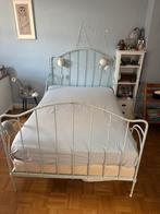 Lichtblauw Frans spijltjesbed, Ophalen, 190 cm of minder, Twijfelaar, 120 cm