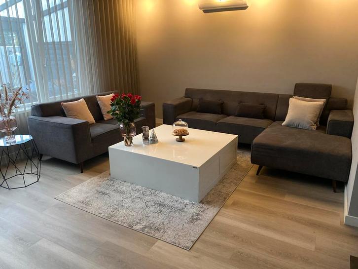 Goossens Hoogglans Witte Salontafel met Lades, Huis en Inrichting, Tafels | Salontafels, Gebruikt, Minder dan 50 cm, 100 tot 150 cm