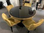 Ronde tafe met 4 stoelen set - eetkamer of lounge set, Huis en Inrichting, Complete eetkamers, Ophalen, Zo goed als nieuw, 4 tot 6 stoelen