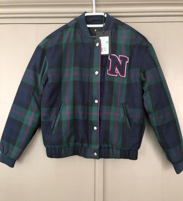 Nieuwe NIK&NIK blauwe geruite warme bomberjack, mt 158/164!, Kinderen en Baby's, Kinderkleding | Maat 158, Nieuw, Meisje, Jas