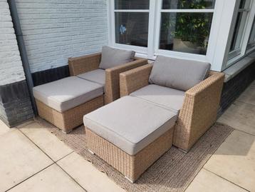 Rotan fauteuil set  2 stoelen, 2 hockers  ZGAN! beschikbaar voor biedingen