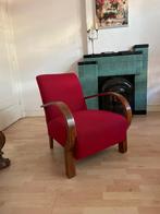 Art Deco Fauteuil - Rode Bekleding, Ophalen, Gebruikt, 75 tot 100 cm, 50 tot 75 cm