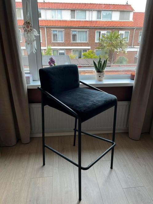 Damiware barkrukken 2 stuks zwart velvet, Huis en Inrichting, Barkrukken, Zo goed als nieuw, 2 krukken, Ophalen