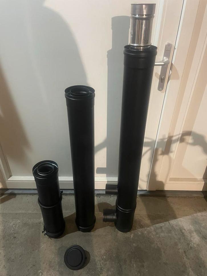 Dinak Concentrische Pelletkachelbuis 80/130, Doe-het-zelf en Verbouw, Buizen en Afvoer, Gebruikt, Rechte buis, Rvs, Minder dan 2 meter