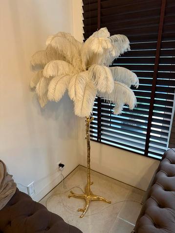 Gouden vloerlamp Struisvogelverenlamp plam beschikbaar voor biedingen