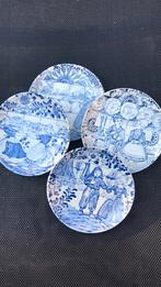 4 Delftsblauwe petit-four bordjes - Boch, Antiek en Kunst, Antiek | Servies los, Ophalen of Verzenden