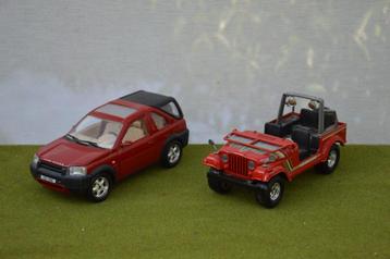 2 modelauto`s Bburago landrover en Jeep wrangler 1:24 beschikbaar voor biedingen