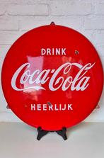 Originele emaille Coca-Cola reclamebord / Langcat Bussum, Verzamelen, Ophalen of Verzenden, Gebruikt, Reclamebord