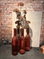 4 Glazen Flessen/Vazen, Huis en Inrichting, Ophalen, Overige kleuren, 75 cm of meer, Glas