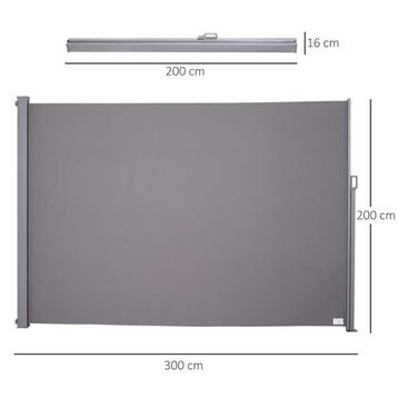 Uittrekbaar Zijscherm - 200 x 300 cm - Grijs NİEUW İN DOOS beschikbaar voor biedingen