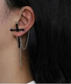 Alchemy Gothic Kruis Sieraad Oorbel, Ophalen of Verzenden, Nieuw, Zwart, Overige materialen