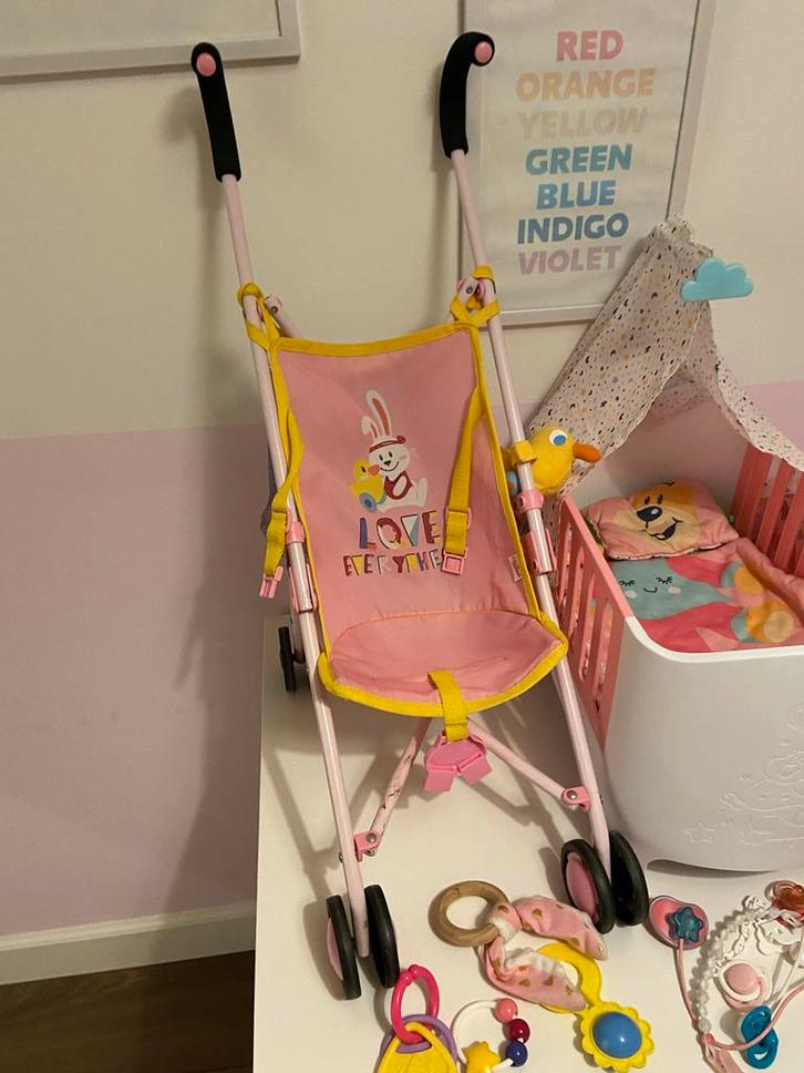 Baby Born Set: Buggy, Bed, Maxi Cosi & Accessoires, Kinderen en Baby's, Speelgoed | Poppen, Gebruikt, Babypop, Ophalen