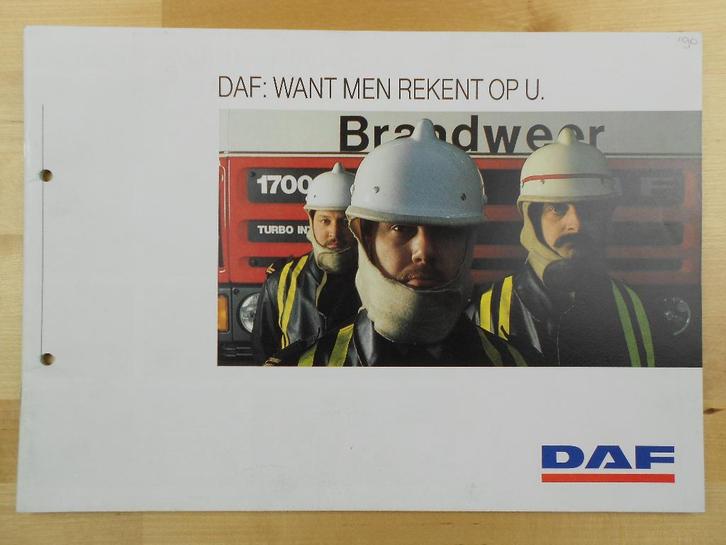 DAF Brandweer Brochure 1990 – 95 2500 2100 1900 1700 1300, Boeken, Auto's | Folders en Tijdschriften, Zo goed als nieuw, Overige merken