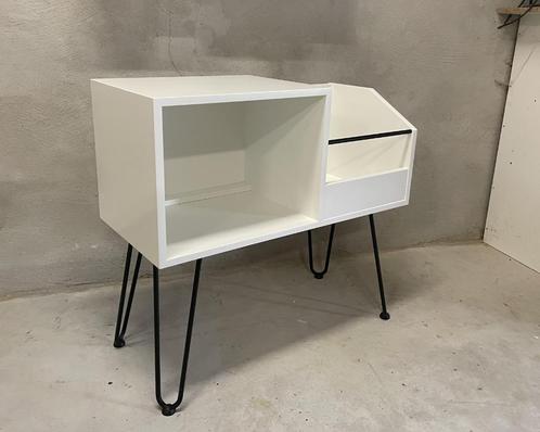Wit platenmeubel voor LP vinyl en platenspeler, Huis en Inrichting, Tafels | Sidetables, Nieuw, 25 tot 50 cm, 50 tot 100 cm, Rechthoekig