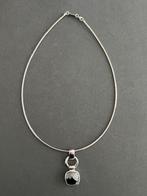 NIEUW ZINZI OMEGA zilveren omega ketting met hanger black, Verzenden, Nieuw, Met kristal, Zilver