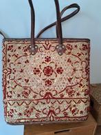 Prachtige grote tas met leer, borduursels en kralen., Sieraden, Tassen en Uiterlijk, Tassen | Damestassen, Ophalen of Verzenden