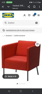 Ikea fauteuil EKERO oranje/rood met armleuningen, Ophalen, Zo goed als nieuw