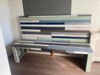 Houten bank blauw, mint, grijs, wit, Antiek en Kunst, Ophalen