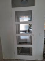 Opdekdeuren 2x met glas, Doe-het-zelf en Verbouw, Deuren en Horren, Ophalen, 80 tot 100 cm, Binnendeur, Zo goed als nieuw