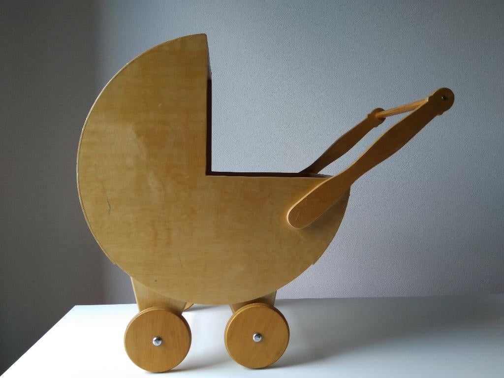 vintage jaren 70 houten poppenwagen, Kinderen en Baby's, Speelgoed | Poppen, Ophalen, Gebruikt, Overige typen