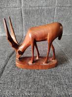 Vintage teak houtsnijwerk gazelle sculptuur, Verzenden
