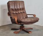Jaren 70 lederen fauteuil, Huis en Inrichting, Fauteuils, Ophalen, Gebruikt, Onbekend, 75 tot 100 cm