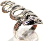 Schitterende Sterling Zilver & Onyx Slangen Ring, Ophalen of Verzenden, Zilver, Ring, Met edelsteen