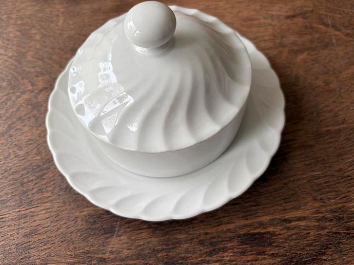 Vintage Witte Botervloot - Jaren '70, Huis en Inrichting, Keuken | Servies, Gebruikt, Overige typen, Effen, Keramiek, Ophalen of Verzenden