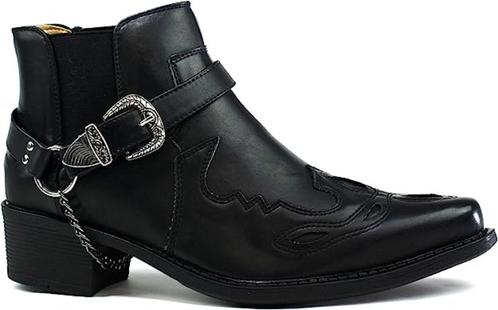 Zwarte lage heren cowboy laarzen met ketting / mannen boots, Kleding | Heren, Schoenen, Nieuw, Boots, Zwart, Verzenden