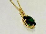 18k karaat goud gold-plated natuurlijk steen smaragd ketting, Ophalen of Verzenden, Met edelsteen, Goud, Goud