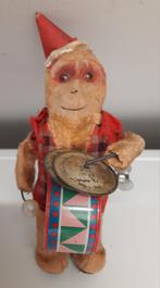 Vintage oud speelgoed opwind aapje met trommel, Ophalen of Verzenden, Gebruikt