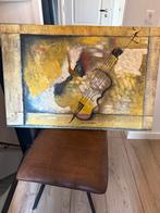 Abstract Schilderij met Viool, Antiek en Kunst, Kunst | Schilderijen | Klassiek, Ophalen