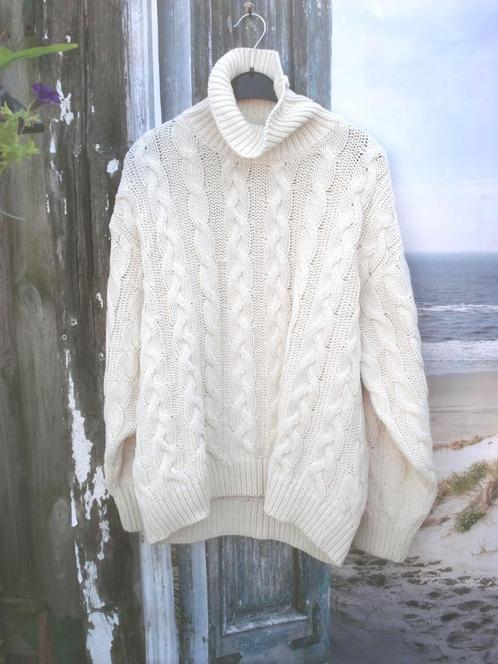 SWEATER HOUSE 🧐Ierse- style oversize kabel  coltrui, Kleding | Heren, Truien en Vesten, Zo goed als nieuw, Beige, Verzenden