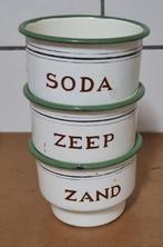 Zand, Zeep, Soda emaillen bakjes, Ophalen