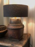 Rattan Chinese mand lamp zonder kap oosters, Huis en Inrichting, Lampen | Tafellampen, Minder dan 50 cm, Ophalen of Verzenden