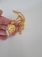 Vintage verguld 18kt ketting met leeuw hoofd, Sieraden, Tassen en Uiterlijk, Kettingen, Goud, Overige materialen, Ophalen of Verzenden