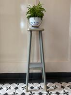 Brocante Piëdestal, hoge plantentafel grijsgroen, Ophalen