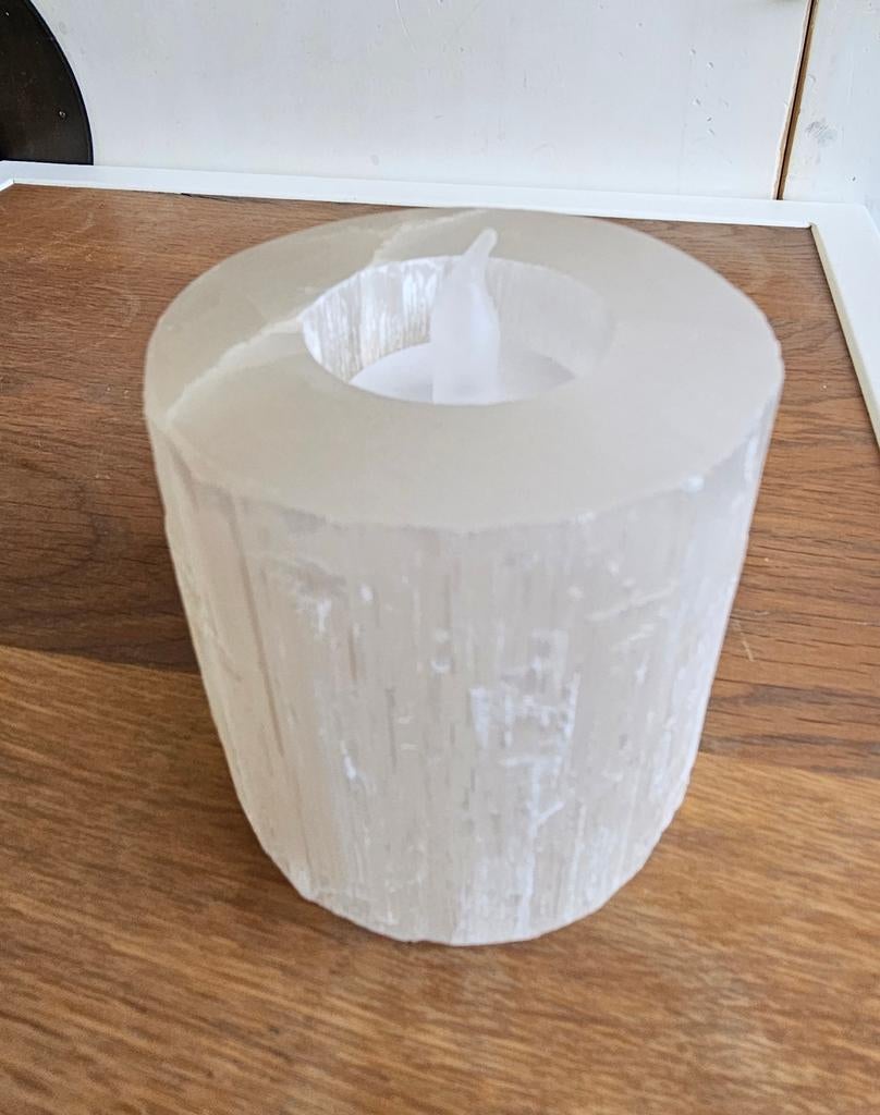 Edelsteen: Seleniet waxinelicht 10x8cm 884gram, Ophalen of Verzenden