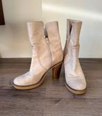 Beige korte leren laarsjes van Fred de Bretoniere 40, Fred de la Bretoniere, Beige, Lage of Enkellaarzen, Ophalen of Verzenden