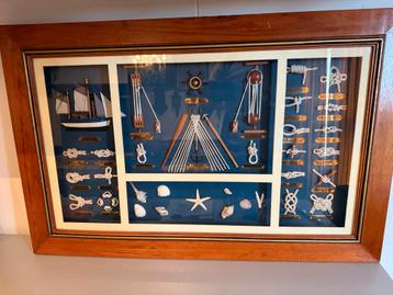 Nautisch Kunstwerk met Zeemansknopen in Lijst - Antiek Decor beschikbaar voor biedingen