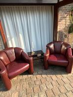 Leren fauteuils set – bordeaux – klassiek/vintage design, Ophalen