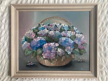 Cok Leenaers-Dunk - Bloemen in mand - Schilderij beschikbaar voor biedingen