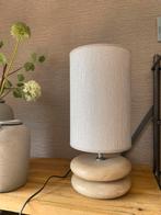 Tafellamp met houten voet rond, Ophalen of Verzenden, Nieuw, Minder dan 50 cm