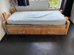 Bed 90 bij 200 + uitschuifbed, Ophalen, 90 cm, Eenpersoons, Wit